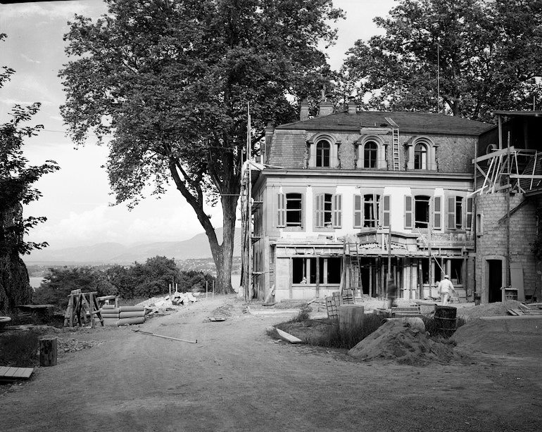 Château de Penthes, chantier de restauration (1952)