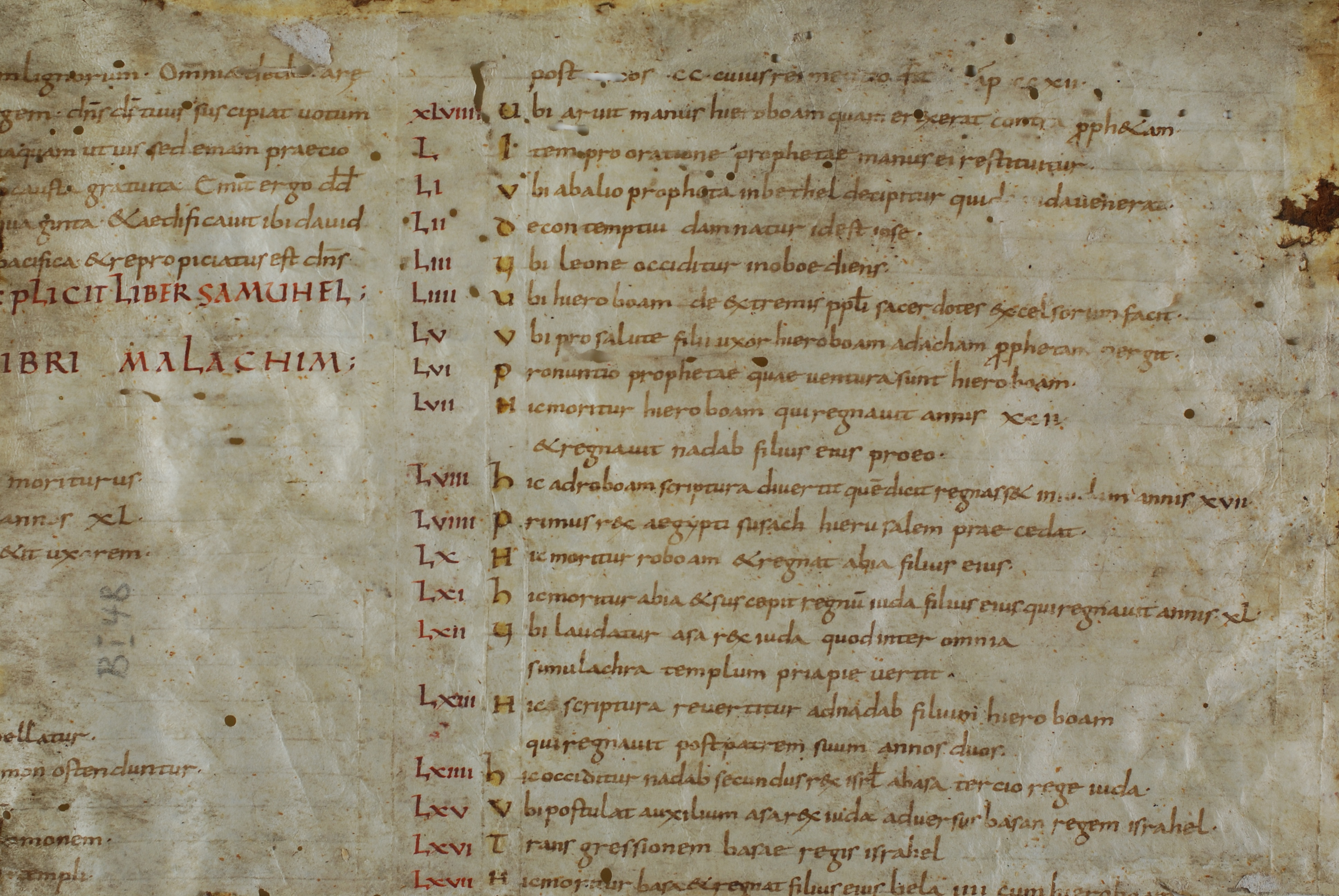 Fragment Theodulfbibel 9. Jh., Pergament, Cod. S II 154, Zentralbibliothek Solothurn.